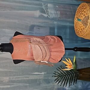 LOFT Vintage Blush Tasseled Straw Sling Bag 💖